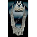 Celebrity Style / Party / Ethnic Designer Wear Oxidized Silver Antique Long and Gorgeous Necklace Set with Very Big Earrings Peacock Design Pattern A