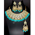 Bridal / Celebrity / Ethnic / Designer Party Wear Antique CP Blue Necklace Set with Earrings and Tikka / Chutti
