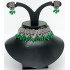 Beautiful Oxidized Silver Designer Fancy Clustered Pearl Party Wear Dark Green Choker Necklace Set