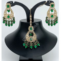 Bridal / Celebrity / Party Wear Designer Heavy Work Green Antique Choker Clustered Pearls with Full Kundan Stones Necklace Set Mehandi Polish