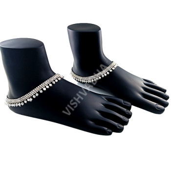 Clustered Pearl Fancy Desinger Anklets / Golusu, Payal Oxidized Silver