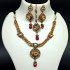 Gorgeous Ethnic Wear Gold Plated Uncut Antique Necklace Set with Tikka / Chutti