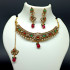Close Neck Choker Type Necklace with Pearls and Beads Flower Pattern with Tikka / Chutti