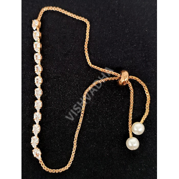 Rose Rodium CZ AD Bracelet with Sparkling White Stones