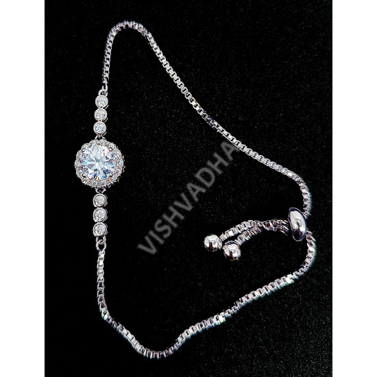 Stunning White Rodium CZ AD Bracelet with Sparkling Stones