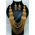 Multilayered Stunning Half Micro Gold Polish Necklace Set with Earrings