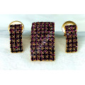 Party / Ethnic Dark Violet Sparkling AD Stones High Polish Pendant with Earrings