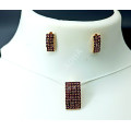 Party / Ethnic Dark Violet Sparkling AD Stones High Polish Pendant with Earrings