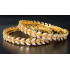 Golden Micro Plated HQ Pure White Double Leaf Design AD Stone Bangles (Size  2 - 4)