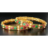 Golden Micro Plated Kundan Ruby Green Bangle with Pearls (size 2- 6)