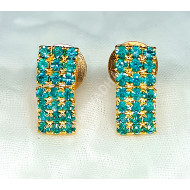 Sparkling AD Sea Blue Earrings High Gold Pollish Supreme Quality