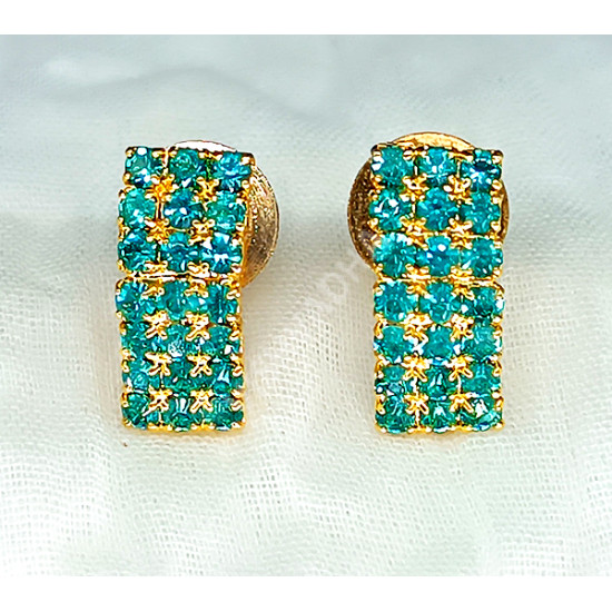 Sparkling AD Sea Blue Earrings High Gold Pollish Supreme Quality