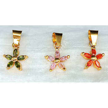 Party Wear Elegant High Gold Polish AD Stones Small Pendant PACK of  3 Colours