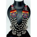 Designer Festive Wear Extremely Beautiful Ruby Blue Heavy and Long Oxidized Necklace with Big Beads 4 Layers