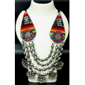 Designer Festive Wear Extremely Beautiful Ruby Blue Heavy and Long Oxidized Necklace with Big Beads 4 Layers