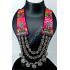Designer Festive Wear Extremely Beautiful Pink Heavy and Long Oxidized Necklace with Big Beads 3 Layers