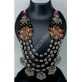 Designer Festive Wear Extremely Beautiful Yellow Black Heavy and Long Oxidized Necklace with Big Beads 4 Layers