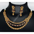 Ethnic Wear Triple Strand Kemp Jewellery Kundan Stones Necklace Set with Earrings Rajwadi Polish