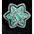 Party Bridal Wear Silver Plated AD Zircon Stones Stunning and Shining Mint Green Star Pattern Big Finger Ring