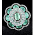 Party Bridal Wear Silver Plated AD Zircon Stones Gorgeous Mari Gold Flower Pattern Mint Green Finger Ring