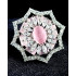 Party Ethnic Wear Silver Plated AD Zircon Stones Glittering and Shining Star Pattern Medium Size Baby Pink Finger Ring