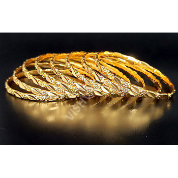 Supreme Quality Guaranteed Micro Gold Polish Dozen Bangles 8 Nos