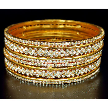 Supreme High Quality Guaranteed Micro Gold Polish Glittering Stunning White AD Stones Party Ethnic Wear