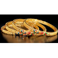 Supreme Quality Shining Micro Gold Polish Enamelled Peacock Design Bangle ( size 2 - 6)