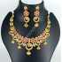 Ethnic Traditional Wear Rajwadi Polish Ruby Necklace Set with Big Earrings