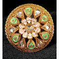 Ethnic Designer Wear Mint Green and Pink Big Finger Ring