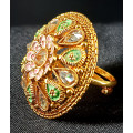 Ethnic Designer Wear Mint Green and Pink Big Finger Ring