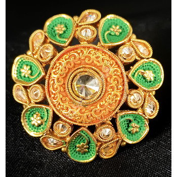 Ethnic Designer Wear Green Ruby Big Finger Ring
