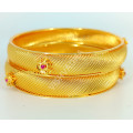 Premium Quality Shining Micro Gold Polish Netted Exquisite New Design Bangle with Ruby Stone