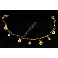 High Quality Gold Polish Bracelet with Sparkling White Stones Apple Design
