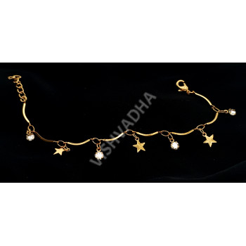 High Quality Gold Polish Bracelet with Sparkling White Stones Star Design