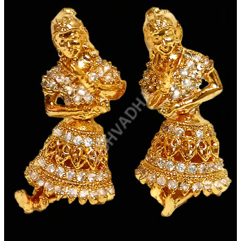 Beautiful Dancing Jimiki Smiling Face Full White Sparkling Stones