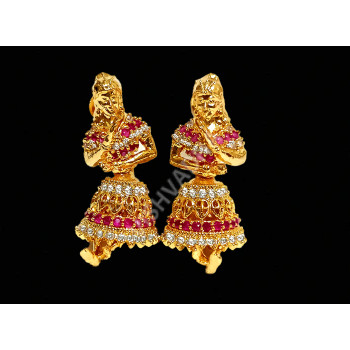 Beautiful Dancing Jimiki Smiling Face Ruby White Stones