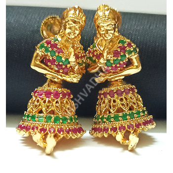 Beautiful Dancing Jimiki Smiling Face Green Ruby Stones