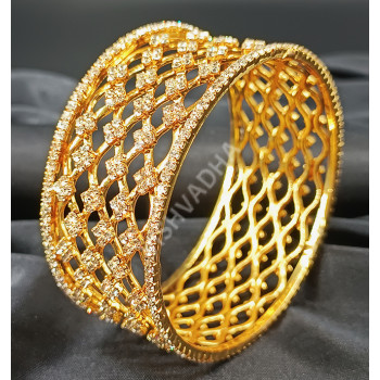Princess Bangle Supreme Quality Gold Polish with Sparkling White Stones