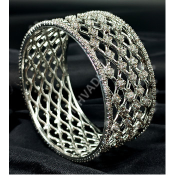 Princess Bangle Supreme Quality Silver Polish with Sparkling White Stones