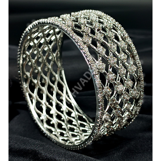 Princess Bangle Supreme Quality Silver Polish with Sparkling White Stones