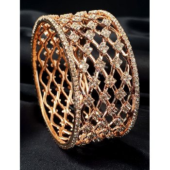 Princess Bangle Supreme Quality Rose Gold Polish with Sparkling White Stones