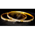 Pure White Glittering Fitting Stones Premium Gold Polish Bangles
