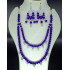 Party Wear Dark Purple Blue and Pure White Shining Pearls Double Strand Necklace with Medium Size Earrings