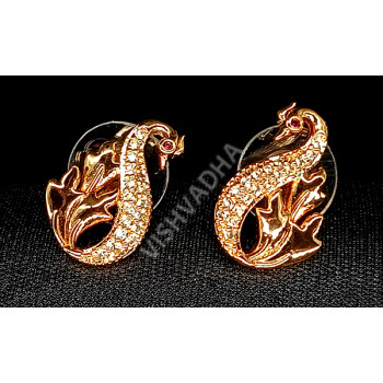 CZ Jewellery Casual and Formal Wear Earrings Supreme Quality Rose Gold Polish Peacock Design