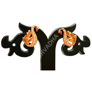 CZ Jewellery Casual and Formal Wear Earrings Supreme Quality Rose Gold Polish Peacock Design