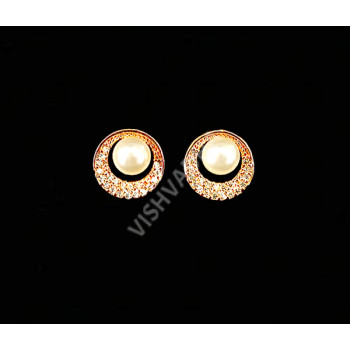 CZ Jewellery Casual and Formal Wear Earrings Supreme Quality Rose Gold Polish Full White Stones with Stunning Pearl