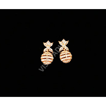 CZ Jewellery Casual and Formal Wear Earrings Supreme Quality Rose Gold Polish Full White Stones Pineapple Design