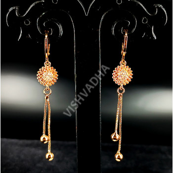 CZ Jewellery Casual and Formal Wear Earrings Supreme Quality Rose Gold White Stones Short Length Flower Design