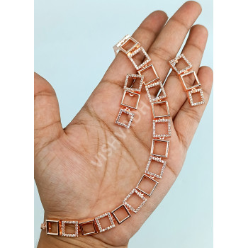 Latest Model Shining Rose Gold Beautiful Elegant Necklace with Earrings Full Tiny White AD Stones